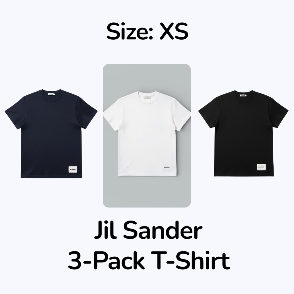 Jil Sander 3 Pack Organic Cotton T Shirts Xs Black White Navy Minimal Luxury